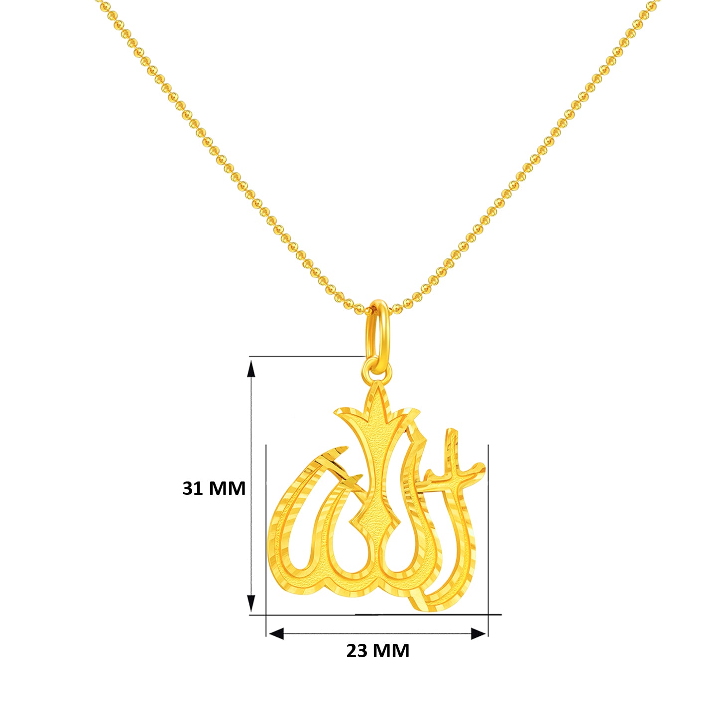 22K Gold Radiant Laser-etched Allah Pendant