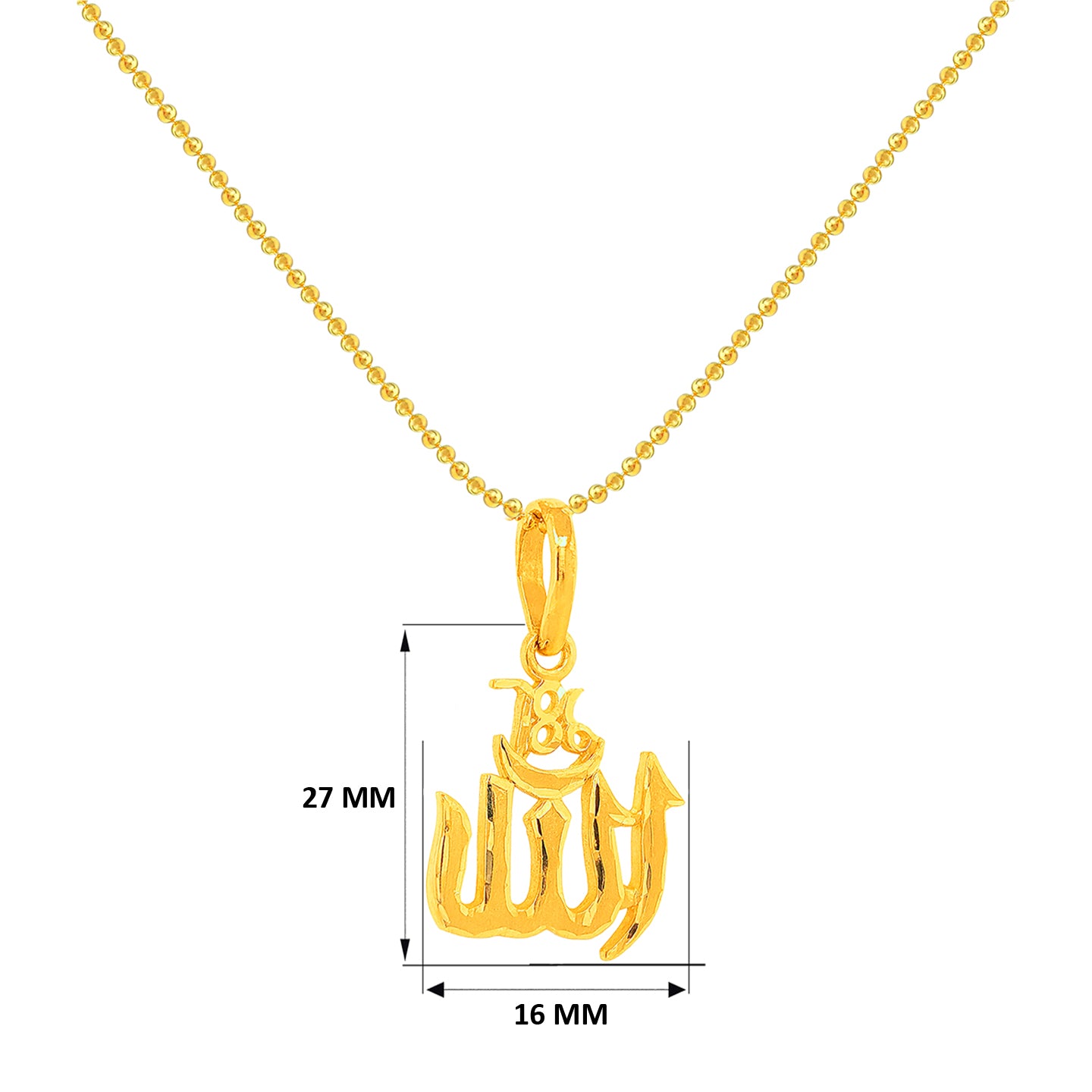 22K Gold 786 Allah Pendant