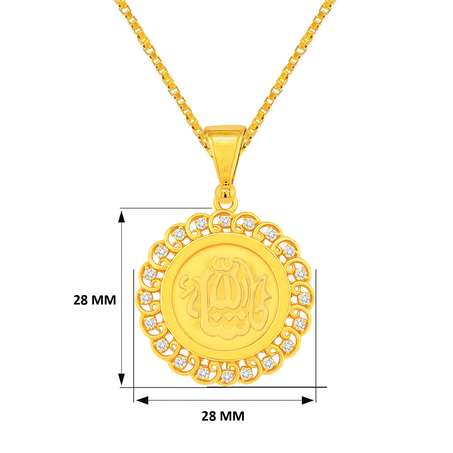 22K Gold Allah Caligraphy Script Pendant