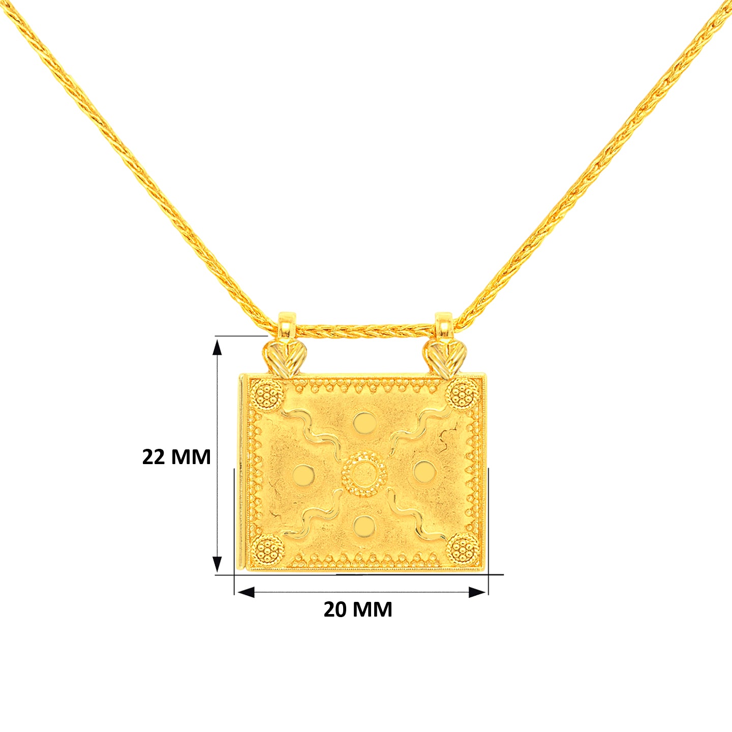 22K Gold Box Style Locket Taweez Pendant