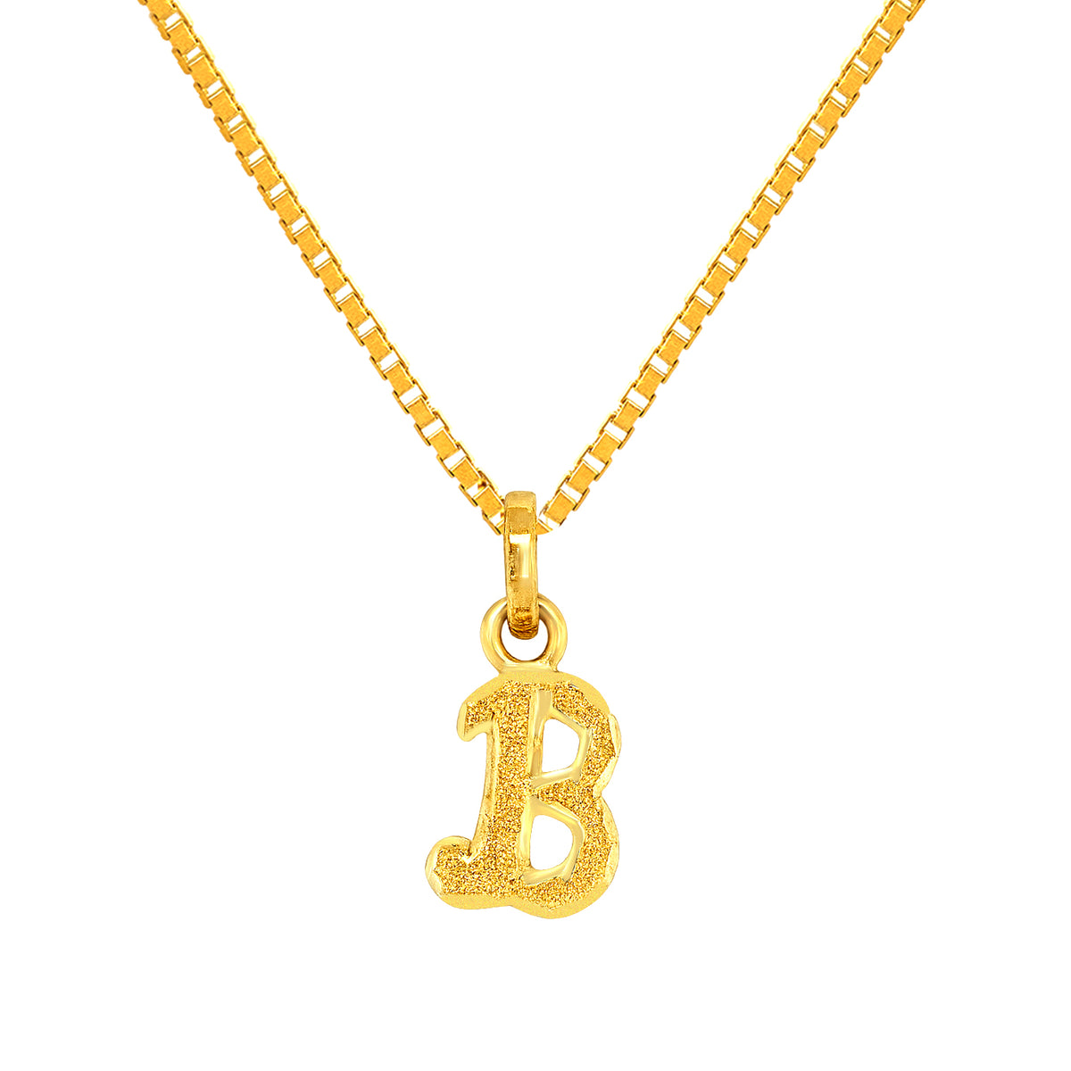 22K Gold Dual Finish "B" Initial Pendant