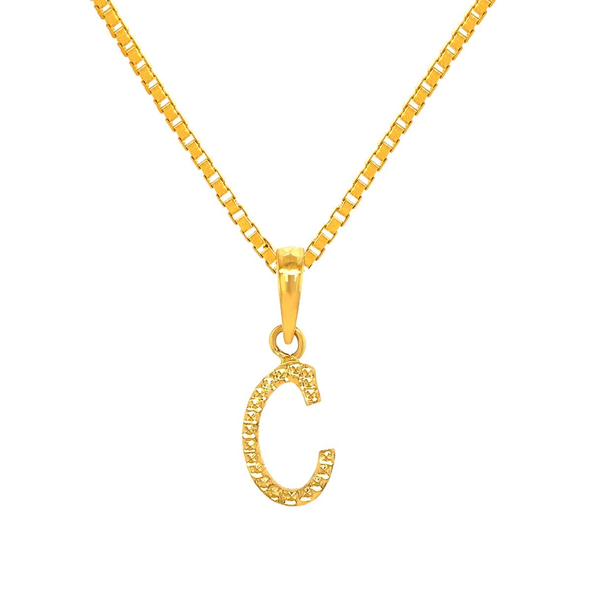 22K Gold "C" Initial Pendant