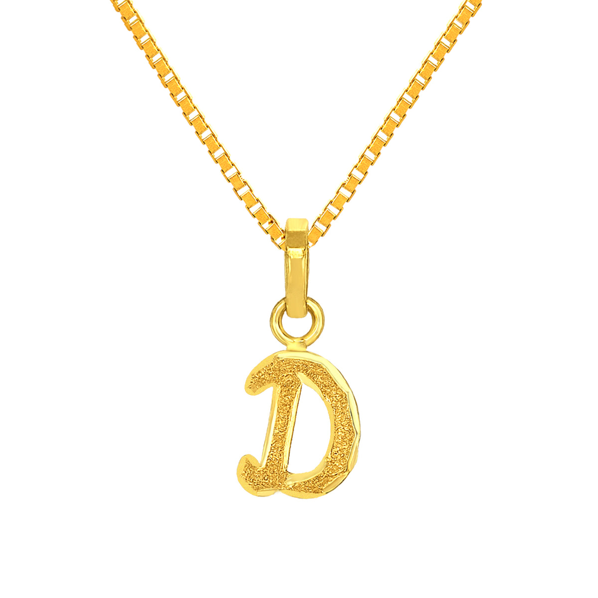 22K Gold Dual Finish "D" Initial Pendant
