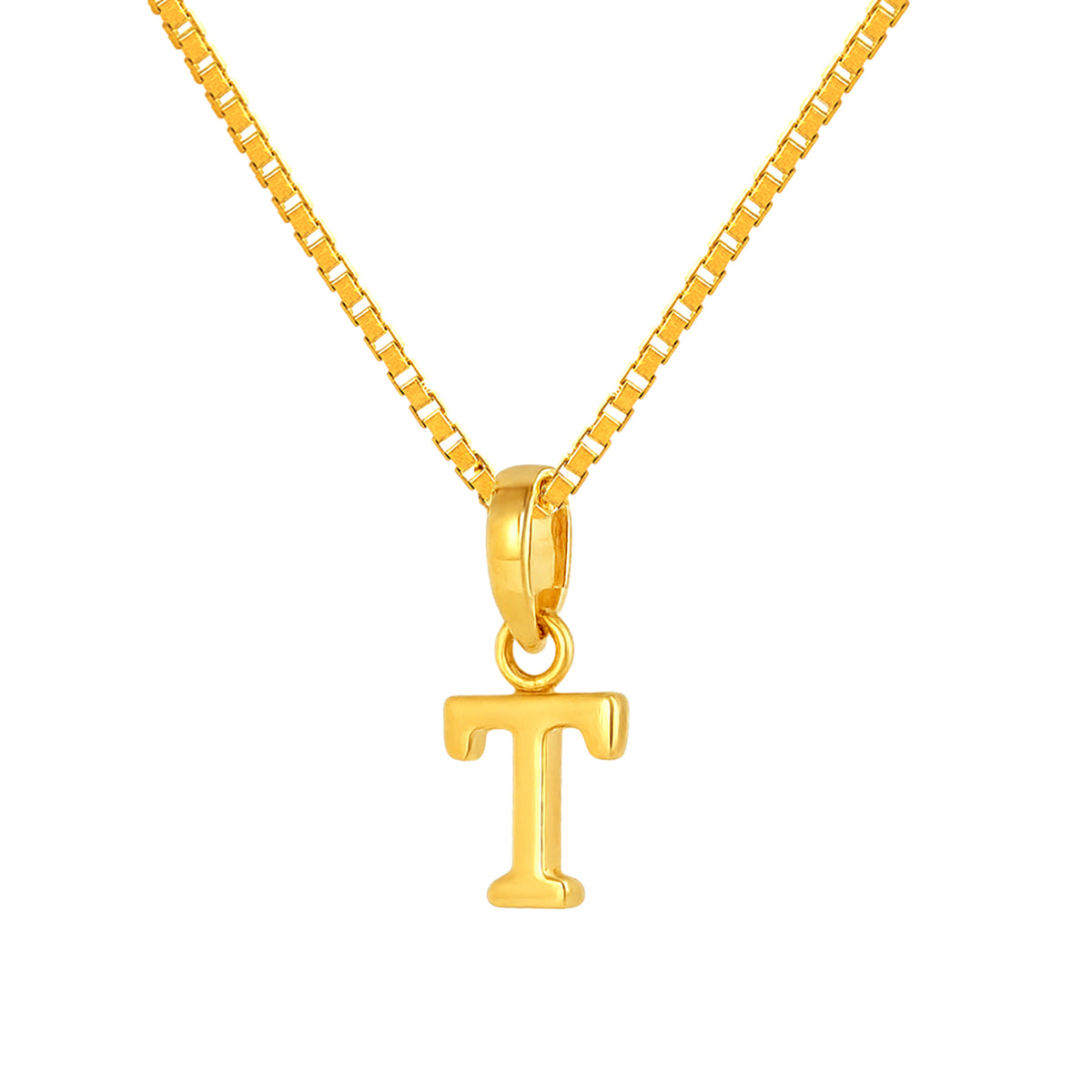22K Gold Simple "T" Initial Pendant