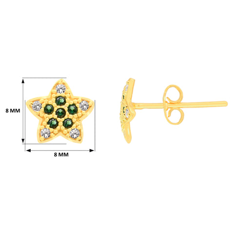 22K Yellow Cubic Zirconia Shimmering Star Pendant and Earrings Set