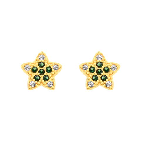 22K Yellow Cubic Zirconia Shimmering Star Pendant and Earrings Set
