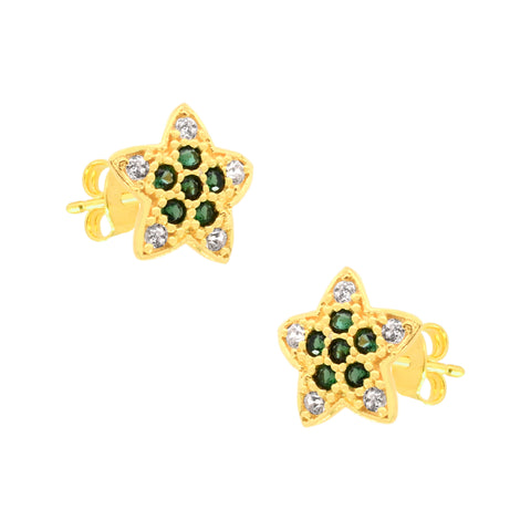 22K Yellow Cubic Zirconia Shimmering Star Pendant and Earrings Set