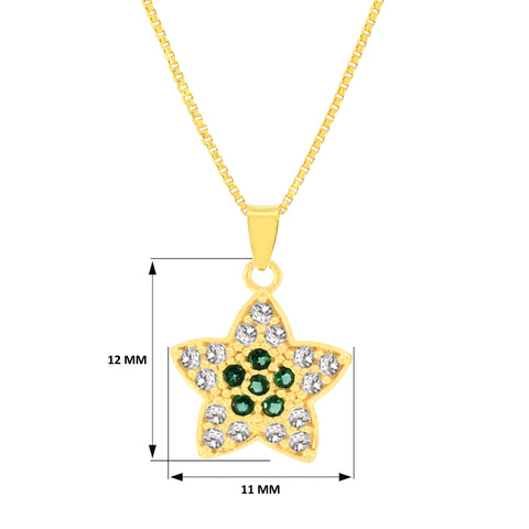 22K Yellow Cubic Zirconia Shimmering Star Pendant and Earrings Set