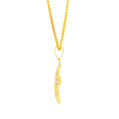 22K Yellow Cubic Zirconia Shimmering Star Pendant and Earrings Set