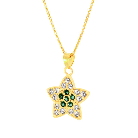 22K Yellow Cubic Zirconia Shimmering Star Pendant and Earrings Set