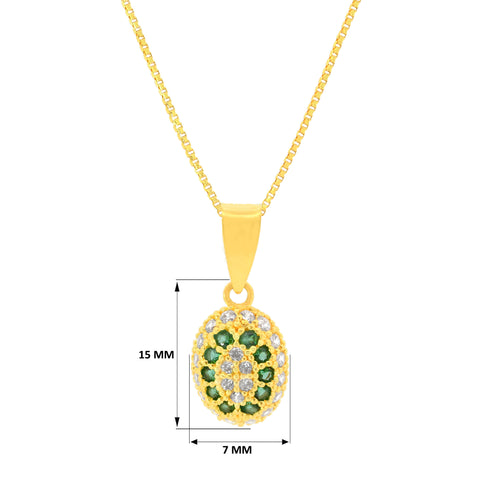 22K Yellow Cubic Zirconia Minimalist Pendant and Earrings Set