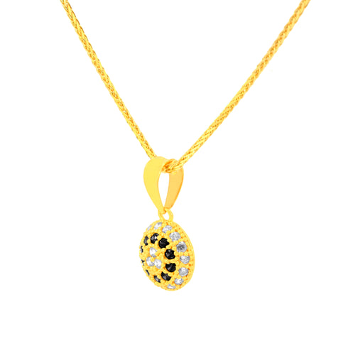 22K Yellow Cubic Zirconia Dainty Pendant and Earring Set