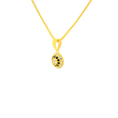 22K Yellow Cubic Zirconia Dainty Pendant and Earring Set