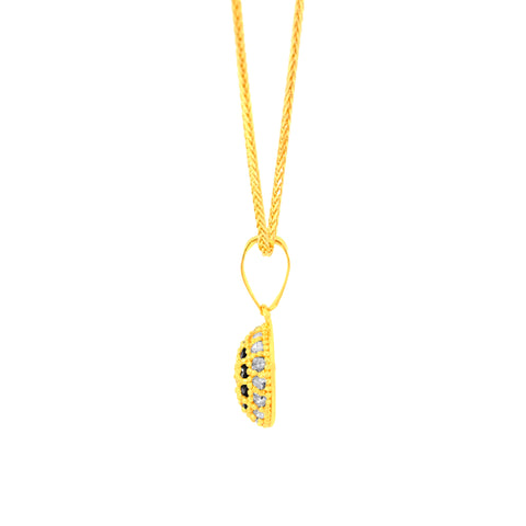 22K Yellow Cubic Zirconia Dainty Pendant and Earring Set