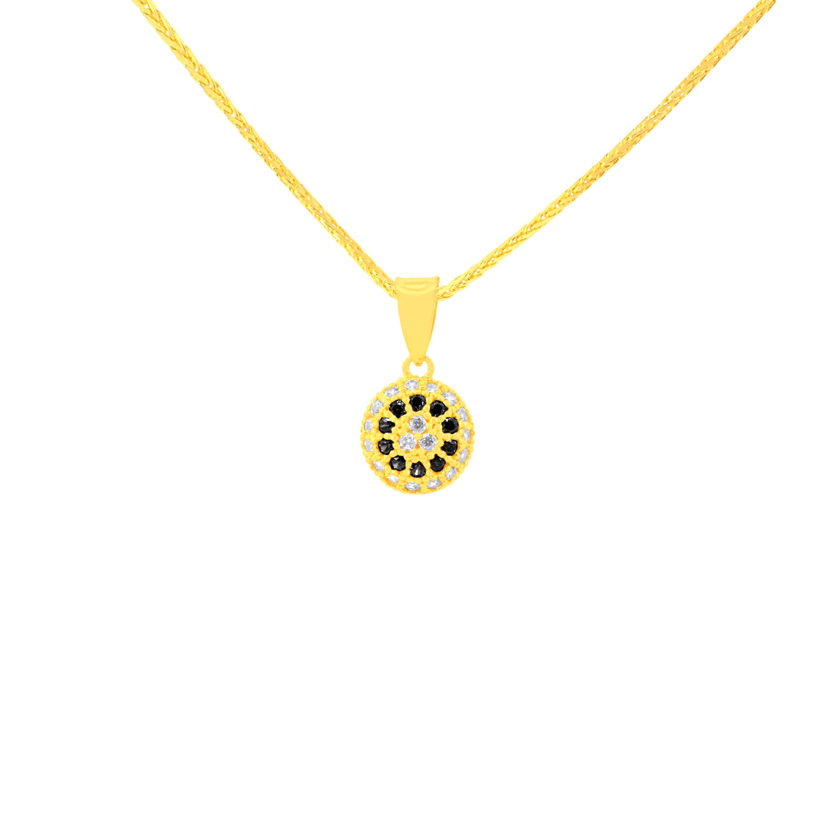 22K Yellow Cubic Zirconia Dainty Pendant and Earring Set