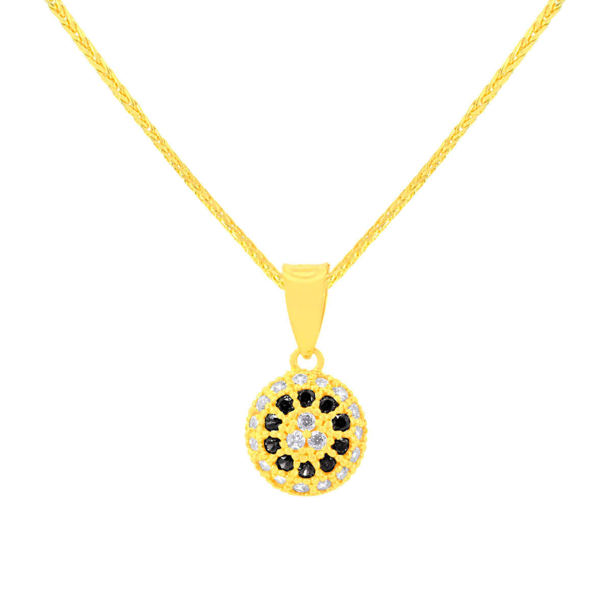 22K Yellow Cubic Zirconia Dainty Pendant and Earring Set