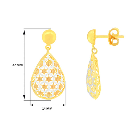 22K Three-Tone Gold Exquisite Filligree Pendant and Earrings Set