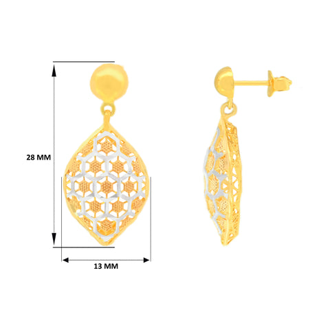 22K Three-Tone Gold Elegant Pendant and Earrings Set
