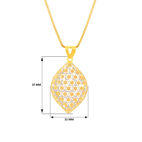 22K Three-Tone Gold Elegant Pendant and Earrings Set