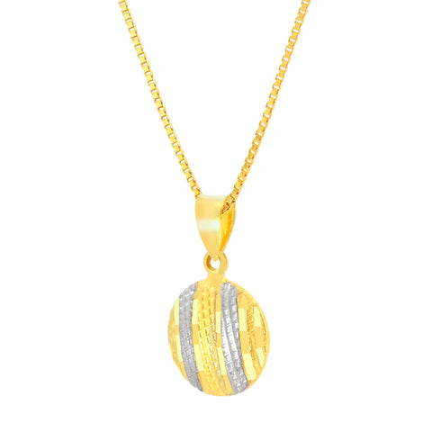 22K Two-Tone Gold Shimmering Pendant and Earrings Set
