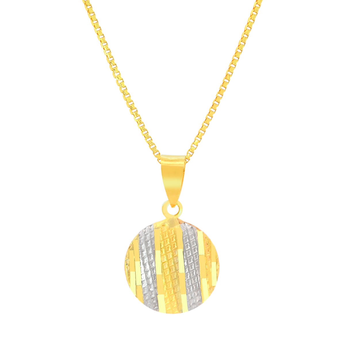 22K Two-Tone Gold Shimmering Pendant and Earrings Set