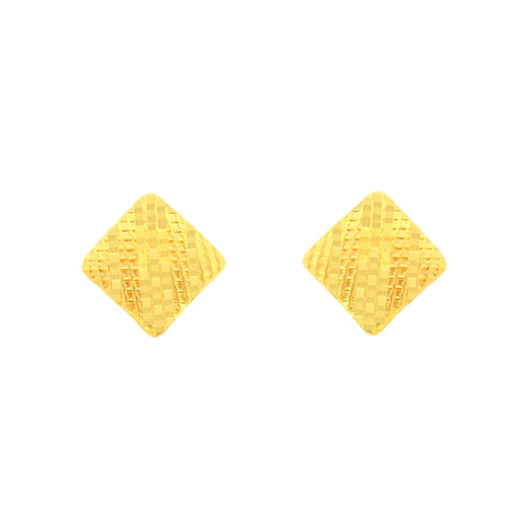 22K Yellow Gold Modern Fancy Pendant and Earrings Set