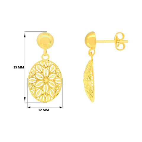 22K Yellow Gold Statement Filligree Pendant and Earrings Set