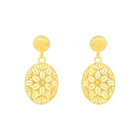 22K Yellow Gold Statement Filligree Pendant and Earrings Set