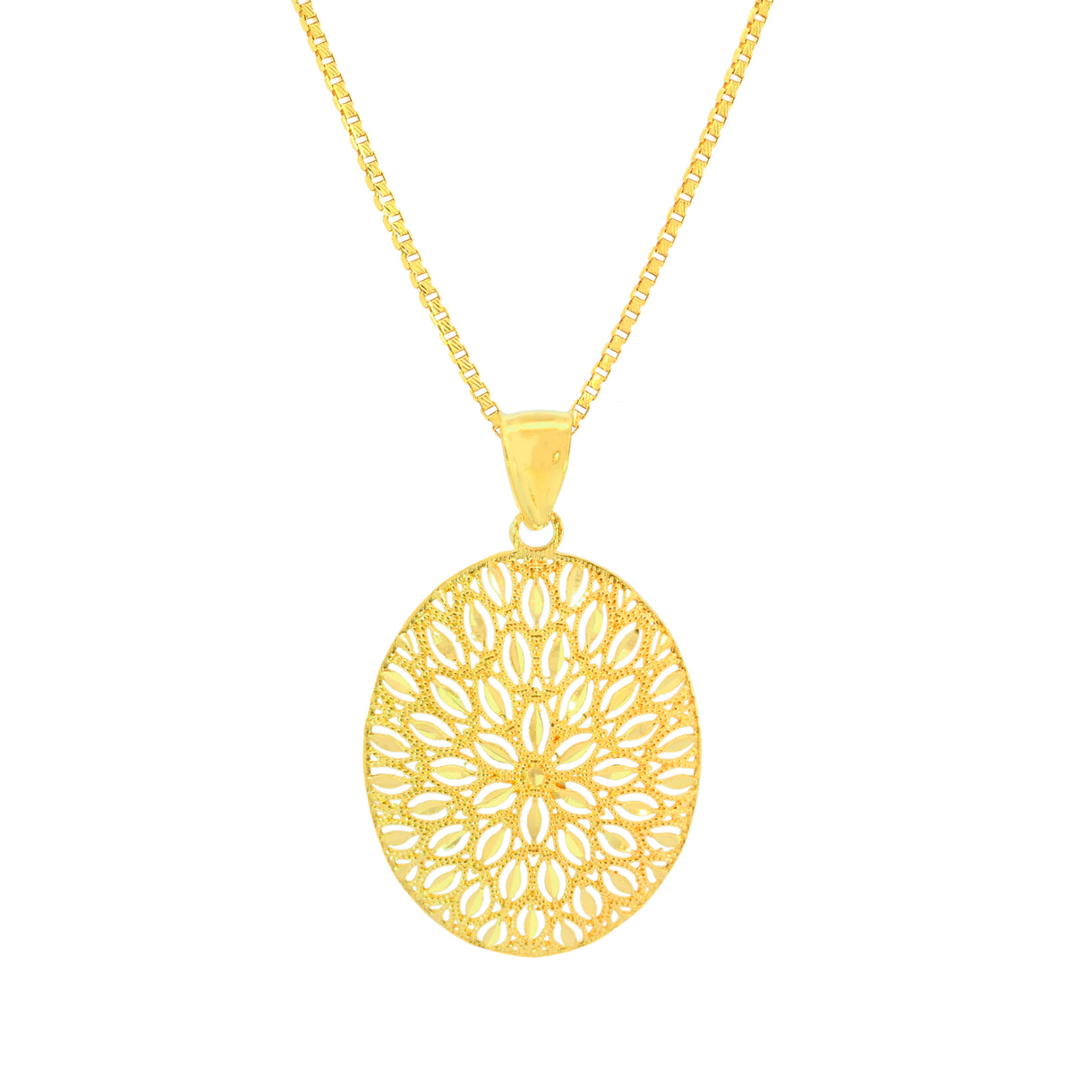 22K Yellow Gold Statement Filligree Pendant and Earrings Set