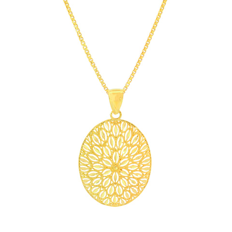 22K Yellow Gold Statement Filligree Pendant and Earrings Set