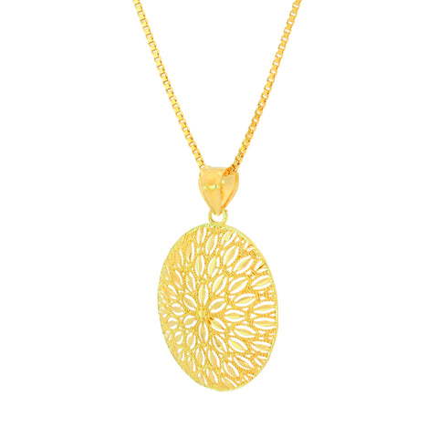 22K Yellow Gold Statement Filligree Pendant and Earrings Set