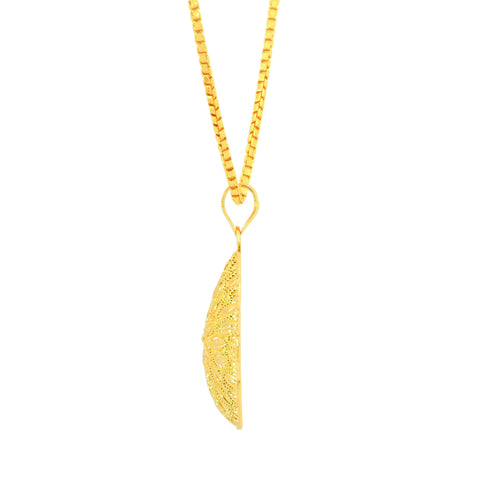 22K Yellow Gold Luminous Filligree Pendant and Earrings Set