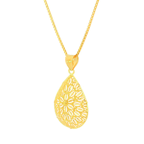 22K Yellow Gold Luminous Filligree Pendant and Earrings Set