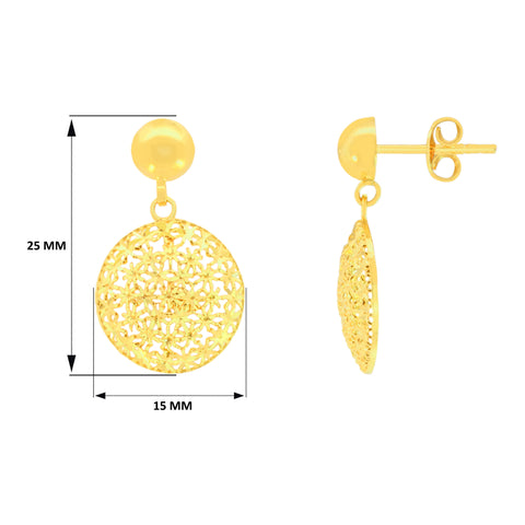 22K Yellow Gold Artistic Filligree Pendant and Earrings Set