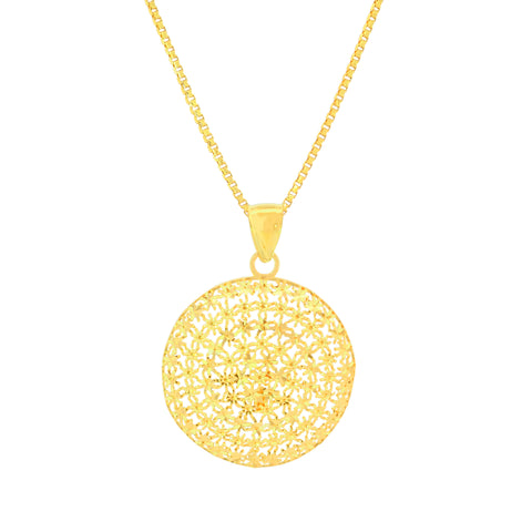 22K Yellow Gold Artistic Filligree Pendant and Earrings Set