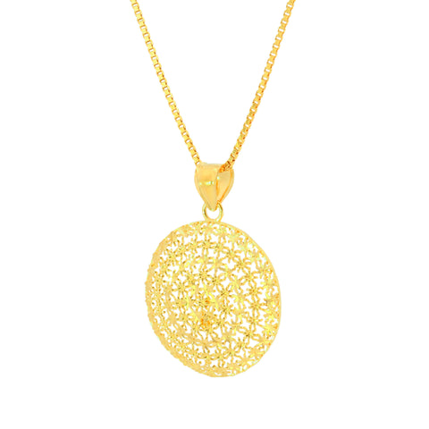 22K Yellow Gold Artistic Filligree Pendant and Earrings Set