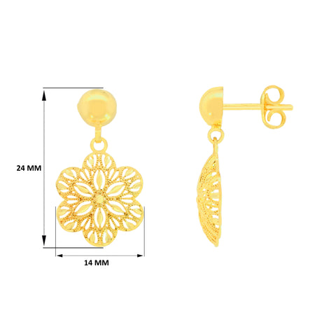 22K Yellow Gold Exquisite Filligree Pendant and Earrings Set