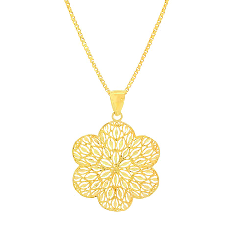22K Yellow Gold Exquisite Filligree Pendant and Earrings Set