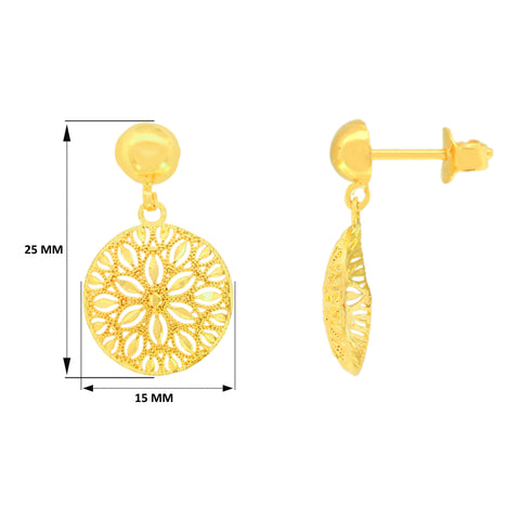 22K Yellow Gold Stunning Filligree Pendant and Earrings Set
