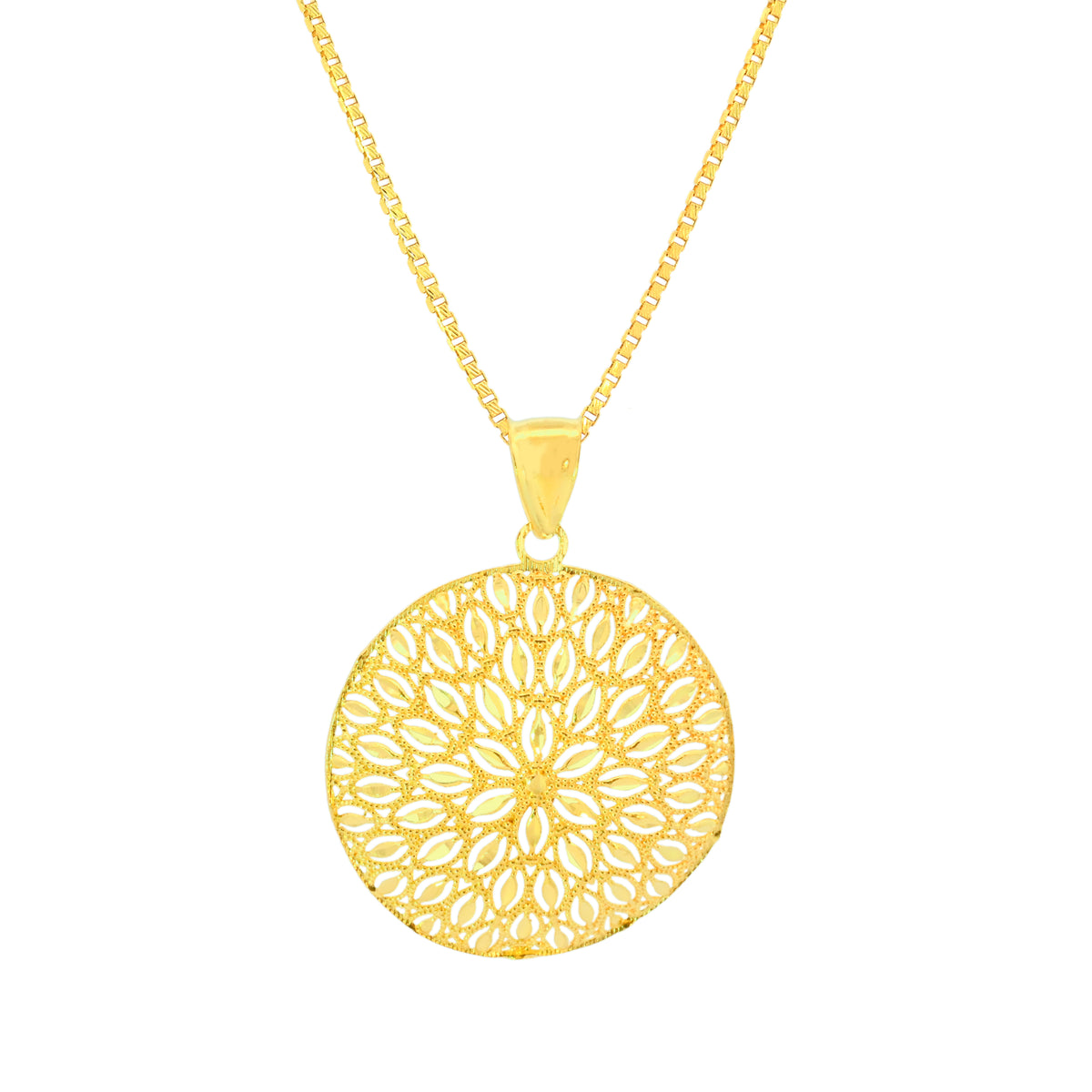 22K Yellow Gold Stunning Filligree Pendant and Earrings Set