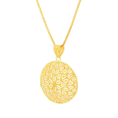 22K Yellow Gold Stunning Filligree Pendant and Earrings Set