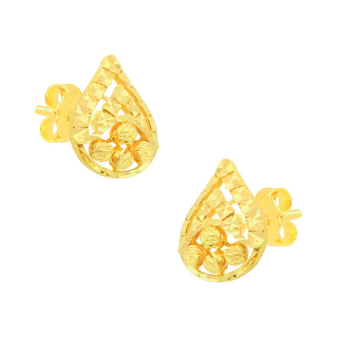 22K Yellow Gold Contemporary Pendant and Earrings Set