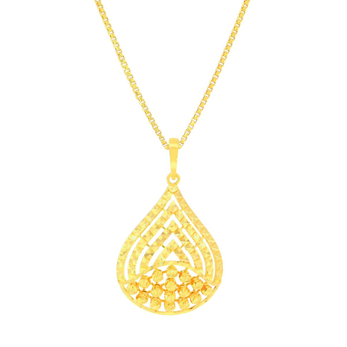 22K Yellow Gold Contemporary Pendant and Earrings Set
