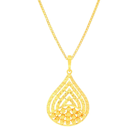 22K Yellow Gold Contemporary Pendant and Earrings Set