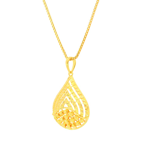 22K Yellow Gold Contemporary Pendant and Earrings Set