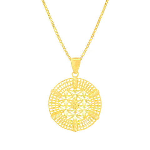 22K Yellow Gold Sparkling Pendant and Earrings Set