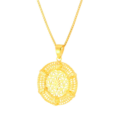 22K Yellow Gold Sparkling Pendant and Earrings Set
