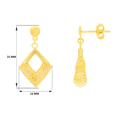 22K Yellow Gold Geometric Pendant and Earrings Set