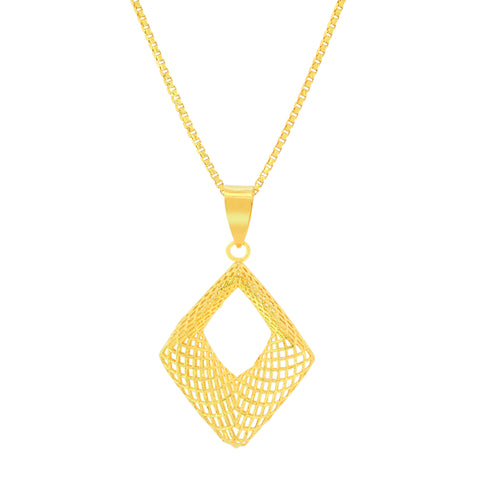 22K Yellow Gold Geometric Pendant and Earrings Set