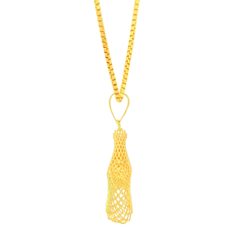 22K Yellow Gold Geometric Pendant and Earrings Set